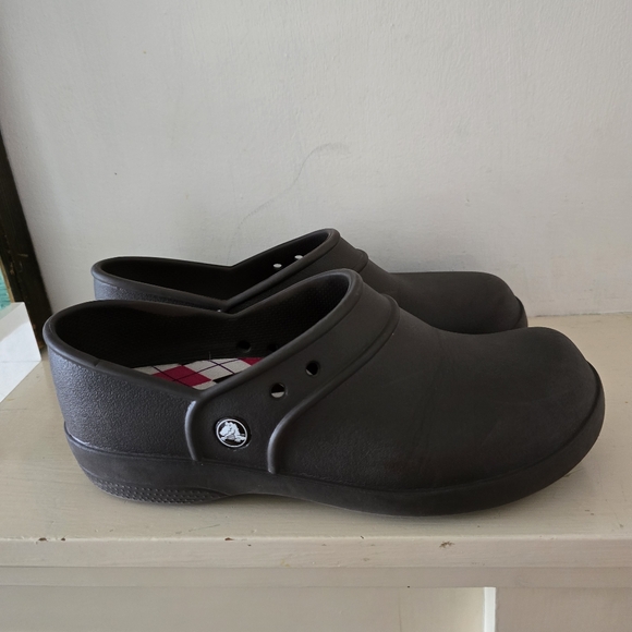 CROCS Neria Clogs Women Argyle Brown Garden Work Casual - Picture 4 of 8